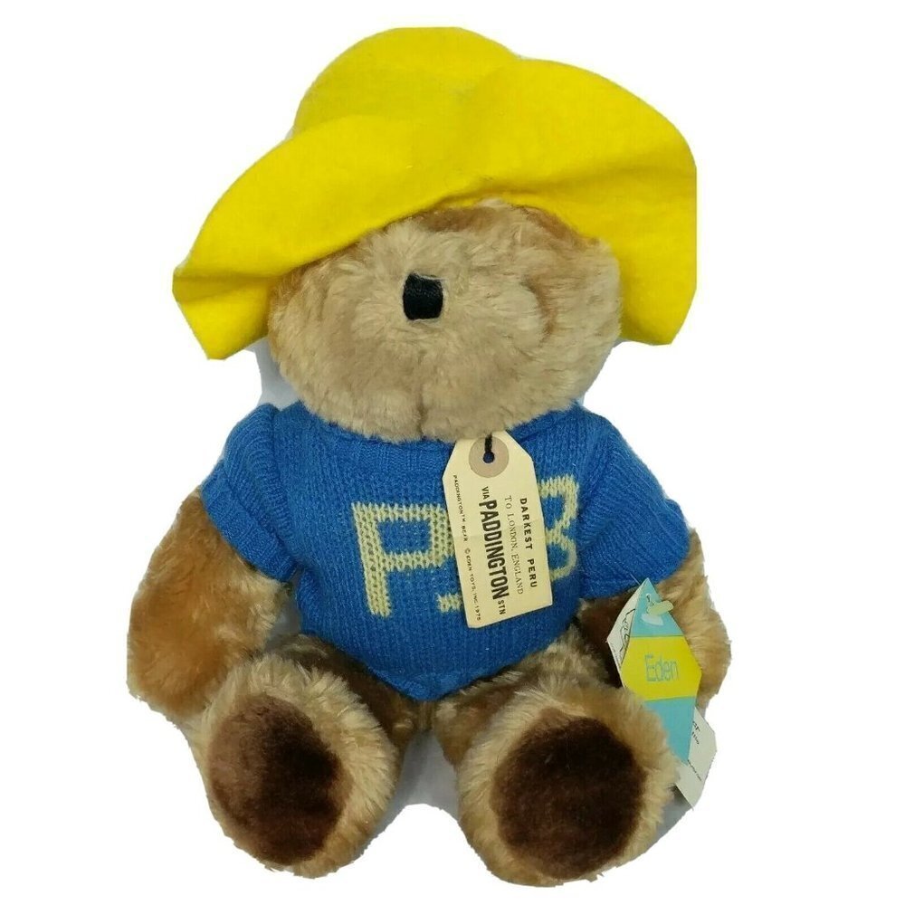 Eden Paddington Bear Vintage Blue Sweater Plush NWT